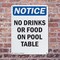 Signmission No Drinks Or Food On Pool Table, 7 in W x Rectangle, Plastic OS-2PACK-NS-P-710-V-14494 - alternate 3